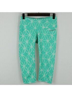 Brooks Women's XS Green White Mid Rise Tight Fit Capri Athletic Running Leggings